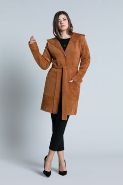 Cappotto WILURDS con cappuccio più Cintura più tasche Toppa filato pelliccetta