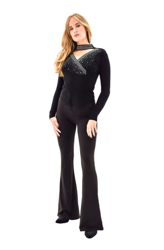 Maglia IXIA scollo a v manica lunga strass