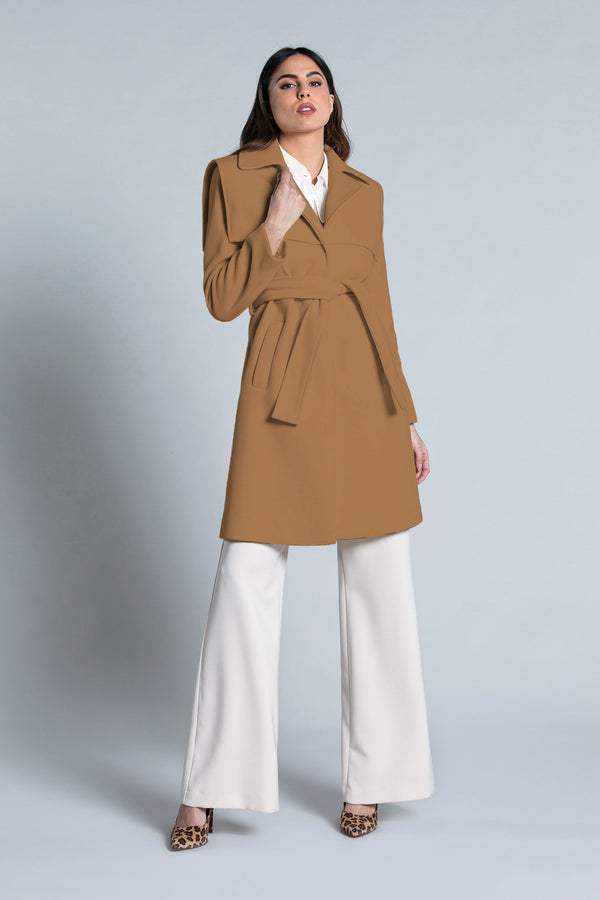 Cappotto LECCIS lungo manica lunga con pannello più bottoni più tasche più Cintura