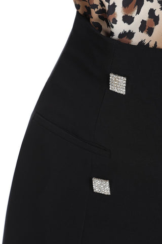 Gonna STERTIN corta a portafoglio con tasche filetto più bottoni gioiello