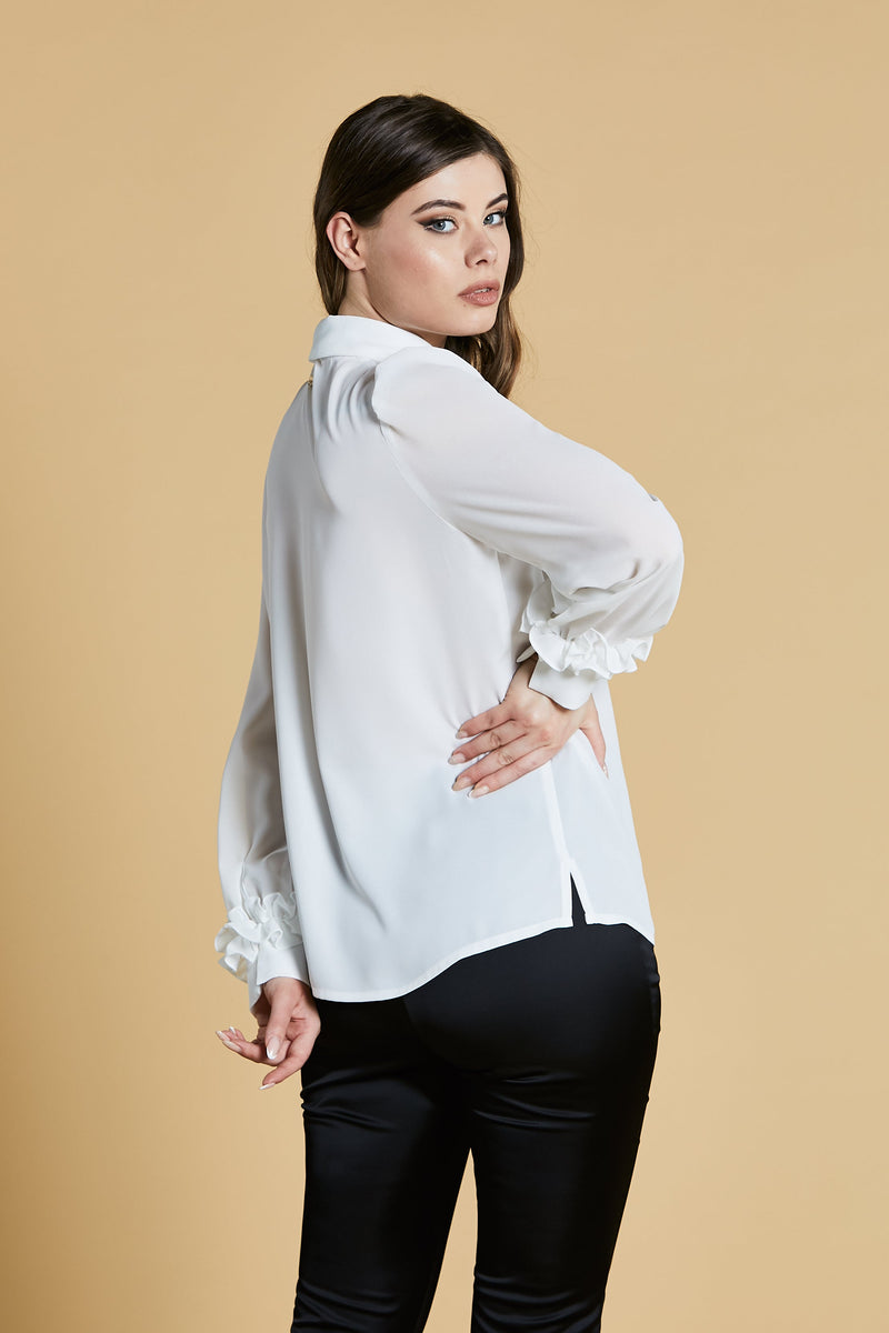 CAMICIA SIUET manica lunga con rouches più cravatta