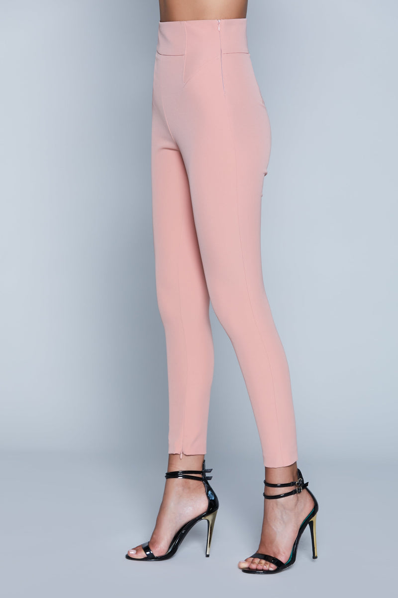 Pantalone DESERTFLOWER_BIS vita alta con impunture più zip al fondo