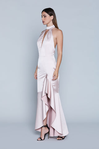 Abito GIACC lungo S/M sc. americana con schiena nuda con spacco