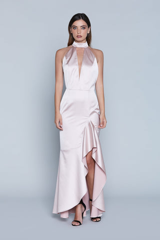 Abito GIACC lungo S/M sc. americana con schiena nuda con spacco