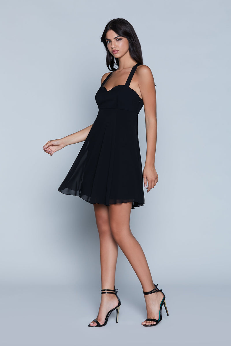 Abito COO corto S/M con scollo cuore più fiocco schiena più volant georgette