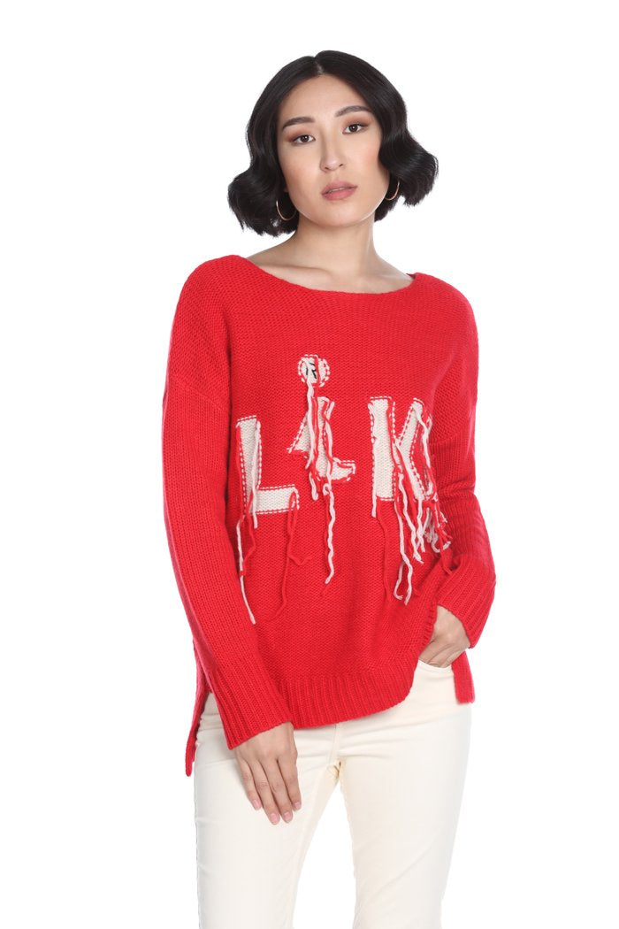Maglia PUMPKIN manica lunga con jacquard più frange like più spacchetti