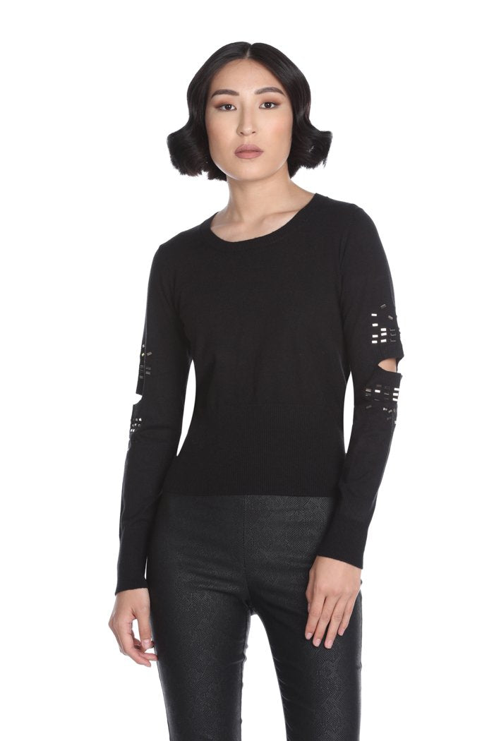 Maglia CEDERT corta manica lunga con spacchi maniche più applicazioni baguette