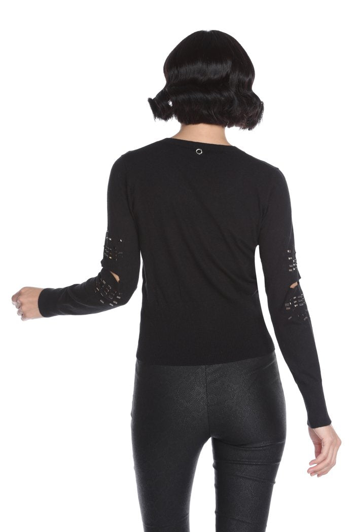 Maglia CEDERT corta manica lunga con spacchi maniche più applicazioni baguette