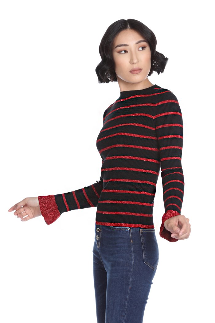 Maglia VIZIANA manica lunga con righe più fondo lurex