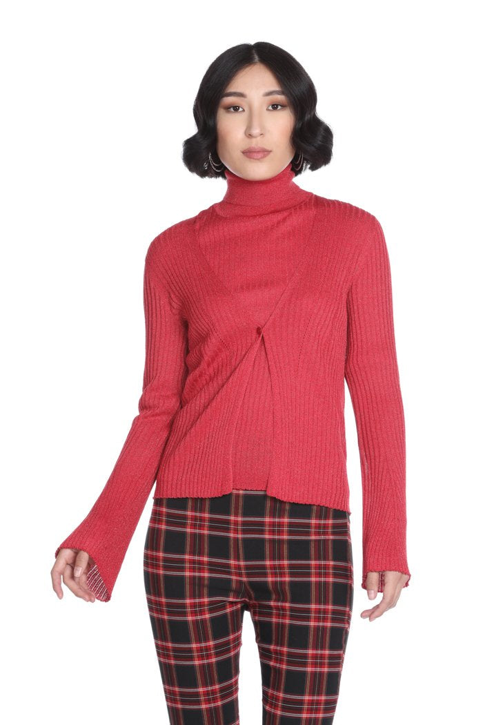 Cardigan UMBRIDGE manica lunga scollo v coste lurex