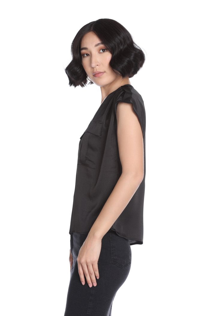 Blusa DERTIU mezza manica aletta scollo v con tasche