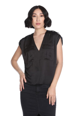 Blusa DERTIU mezza manica aletta scollo v con tasche
