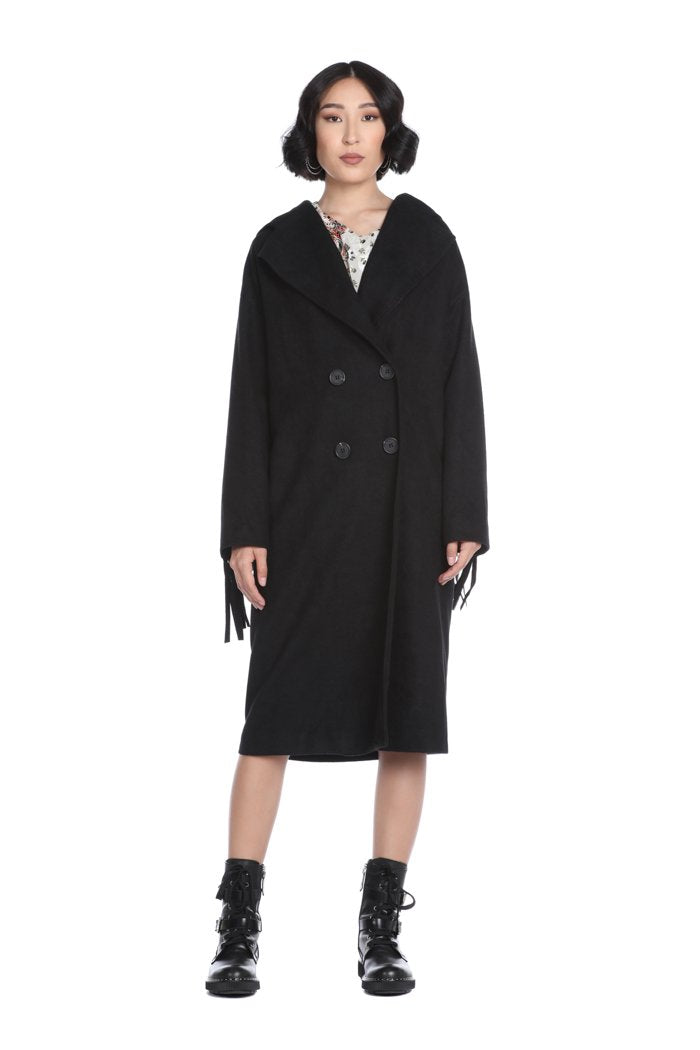 Cappotto PLISAD lungo manica lunga con frange più cappuccio