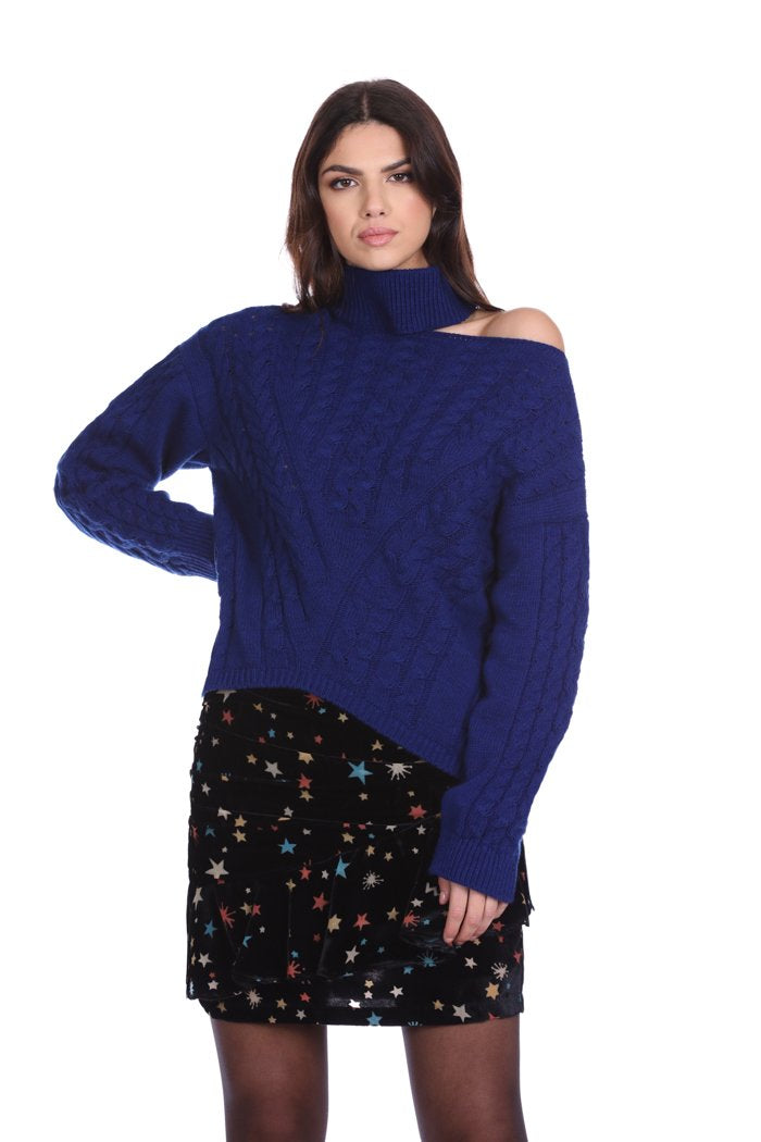 Maglia DIKERFY corta manica lunga collo alto con apertura jacquard trecce