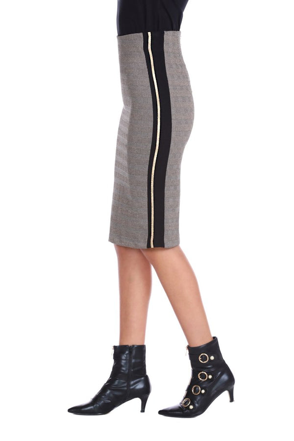 Longuette NINOSTER tubino con zip p.di galles più lurex  con costina lato