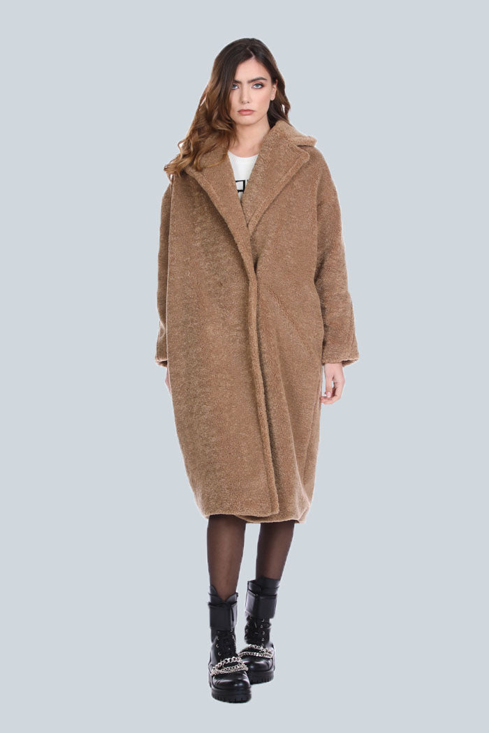 Cappotto TEDDYS lungo manica lunga over doppio petto orsetto