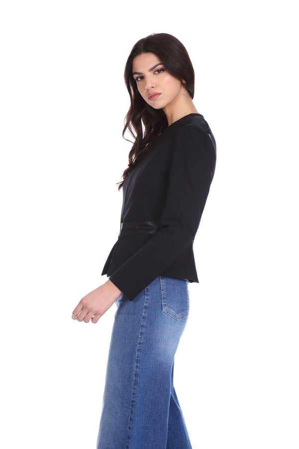 Giacca VIUFE corta manica lunga senza collo con zip più inserti ecopelle