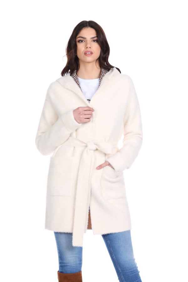 Cappotto WILURDS con cappuccio più Cintura più tasche Toppa filato pelliccetta