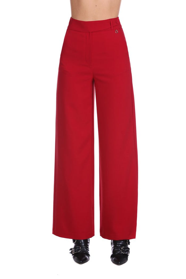Pantaloni VERYGOOD vita alta palazzo con tasche francesi più cinturino