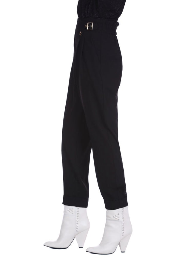 Pantaloni PERTRIS v.alta con elastico più cinturini più pinces con tasche più piegone f.do