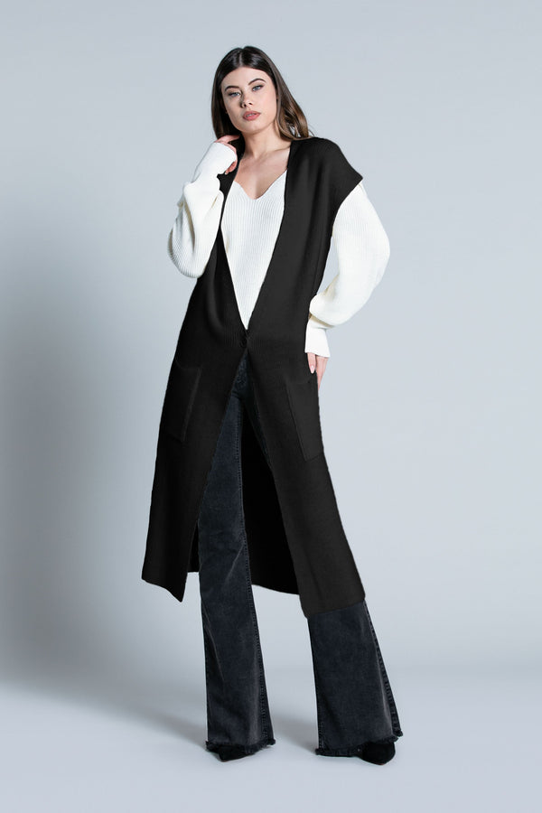 Cardigan SCOSA lungo mezza manica aletta con tasche più spacchi fondo