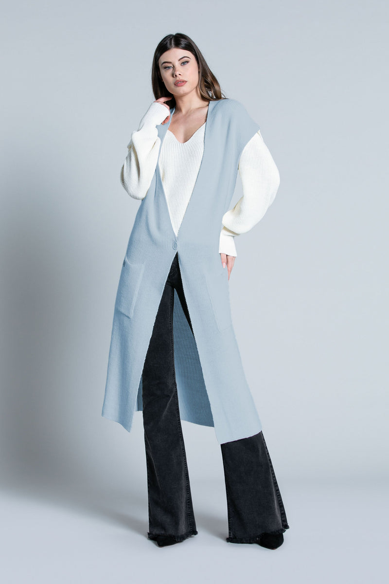 Cardigan SCOSA lungo mezza manica aletta con tasche più spacchi fondo