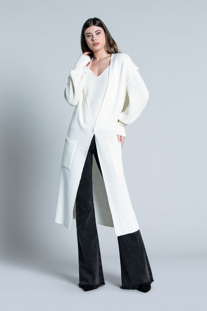 Cardigan SCOSA lungo mezza manica aletta con tasche più spacchi fondo