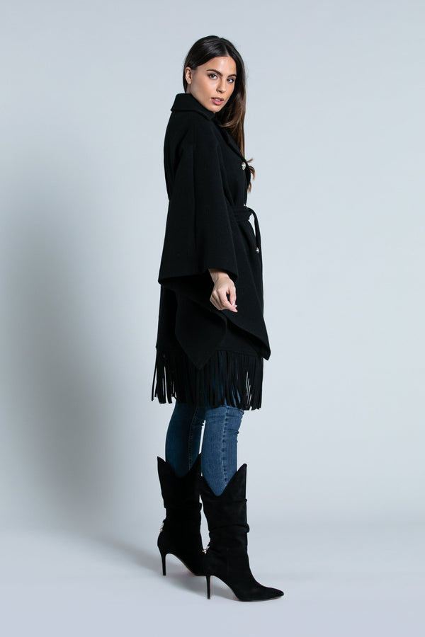 Cappotto SOLE lungo con framge maniche a 3/4 kimono d.petto più bottoni più Cintura