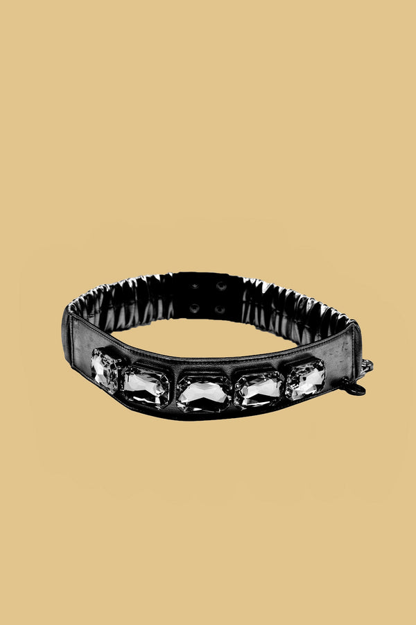 Cintura PRODICT_BLACK con cabochon ecopelle