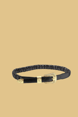 Cintura FOND stretta con fibbia western ecopelle metallizzata