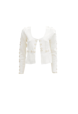 Cardigan JACK corto manica lunga con anelli oro più inserti tessuto