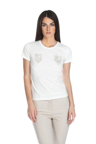 T-shirt BECHIDA mezza manica con applicazione strass cuore