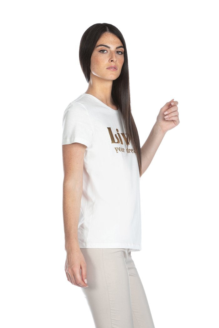 T-shirt NEIGES mezza manica con stampa spessorata oro