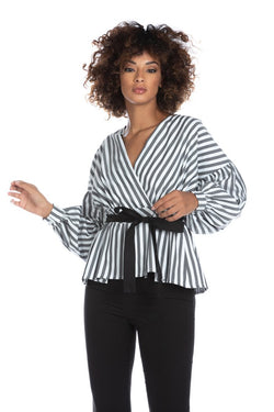 Blusa GYALA manica lunga con cintura fant. Righe