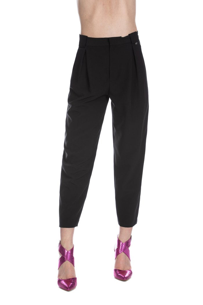 Pantalone SETMU_BLACK vita alta con pinces più passanti più tasche filetto