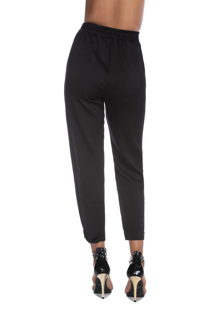 Pantalone GIACIER vita alta con coulisse più risvolto fantasia animalier