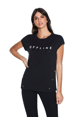 T-Shirt NYUROF mezza manica con stampa offline più borchie