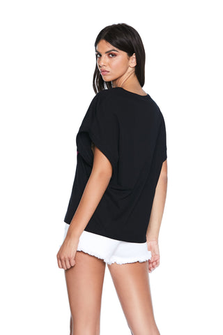 T-Shirt GENSTASY mezza manica giro ampio con stampa logo più tigre più strass