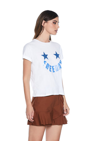 T-Shirt FARTUXIN mezza manica con risvolto più stampa glitter stelle più free day