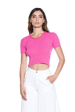 Maglia VRENTUN corta mezza manica con bordo collana a costina