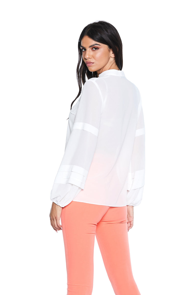 Camicia KISSME manica lunga con pieghe più arricci scollo koreana con tasche