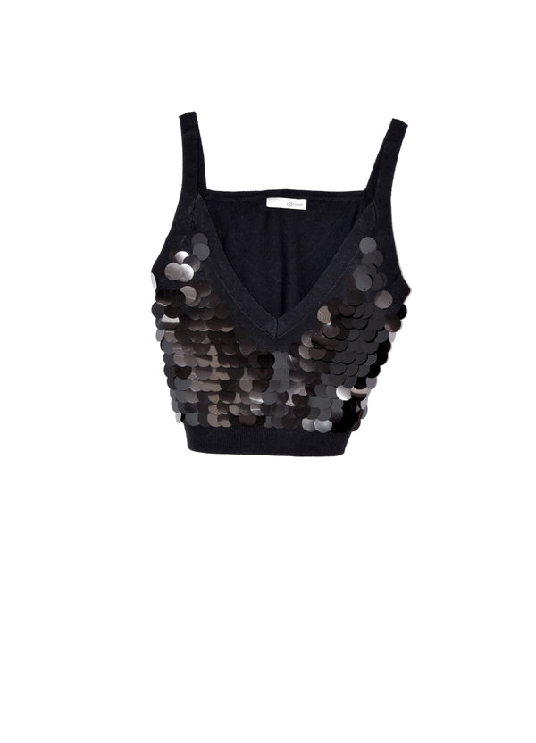 Top MALUBI senza maniche con paillettes
