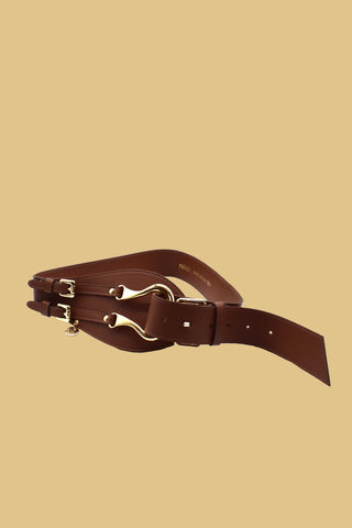 Cintura BEIBIA con anello più fibbie oro ecopelle