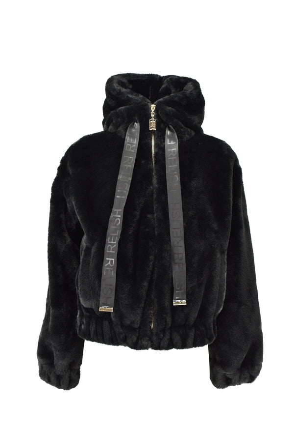 Pelliccia YUPP eco manica lunga con zip più cappuccio più nastro logo più elastico f.do