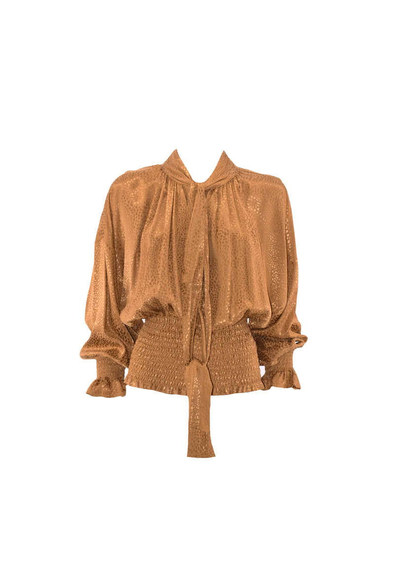 Blusa NEFT manica lunga pipstrello scollo con fusciacca punto smok