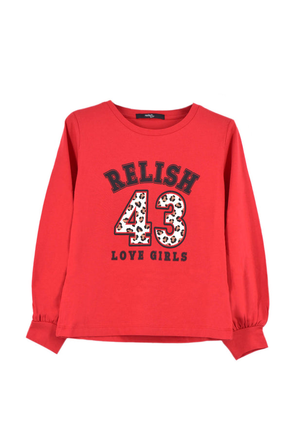 T-Shirt SENFORT per bambina manica lunga Stampa Relish più Numero Maculato