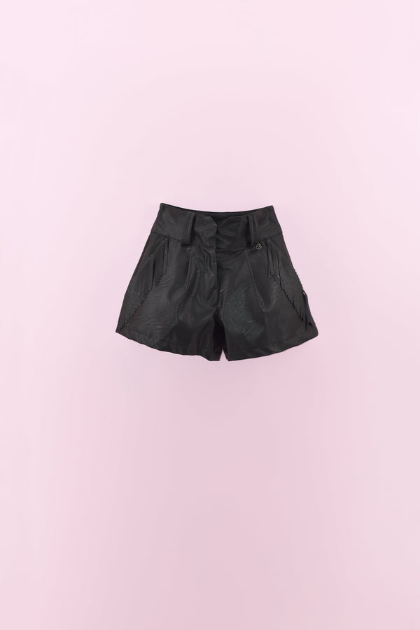 Short LUCAN per bambina con tasche più frange ecopelle