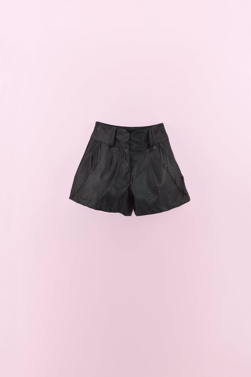 Short LUCAN per bambina con tasche più frange ecopelle