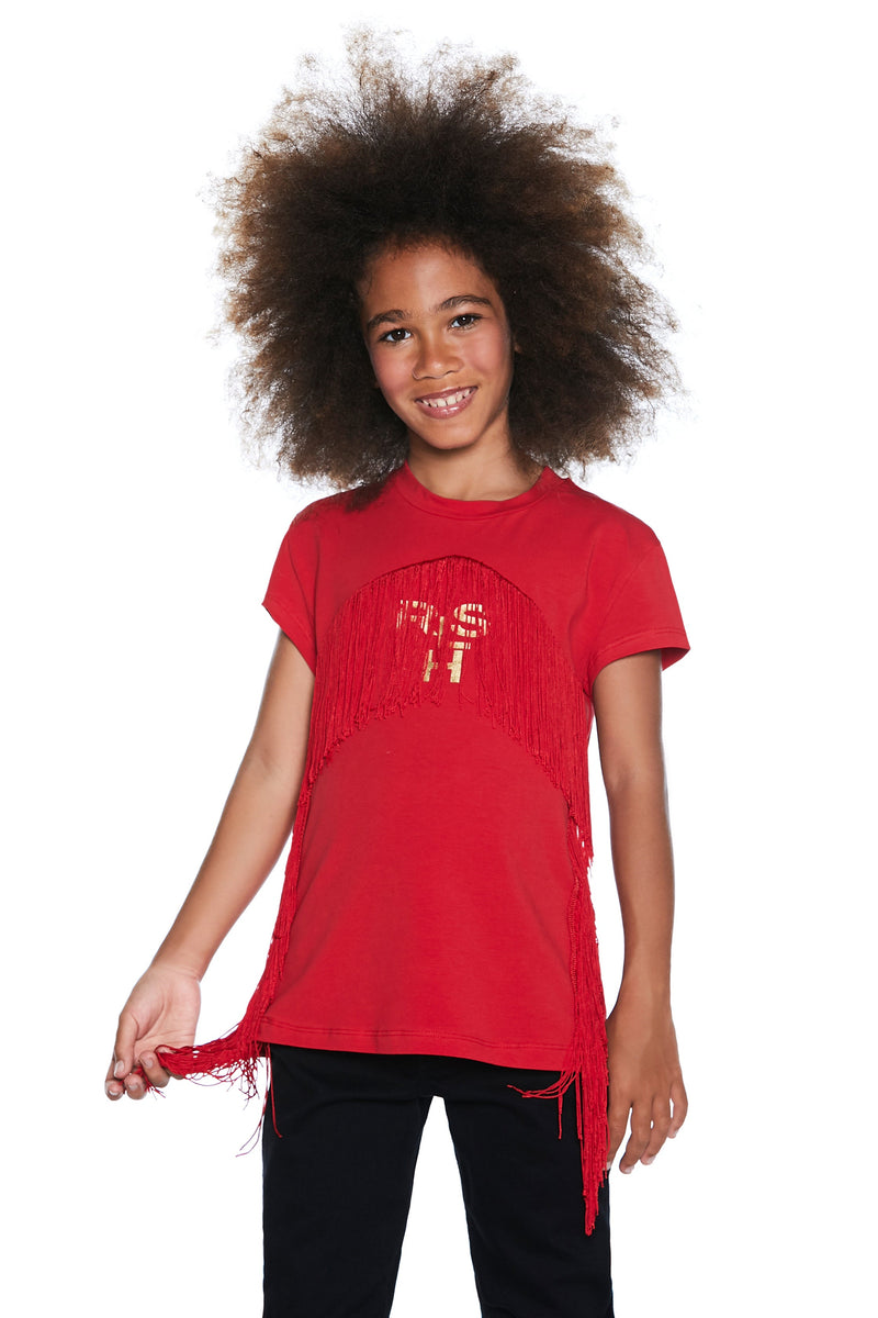 T-shirt PURTF mezza manica con frange più passamaneria più stampa rlhs lamina