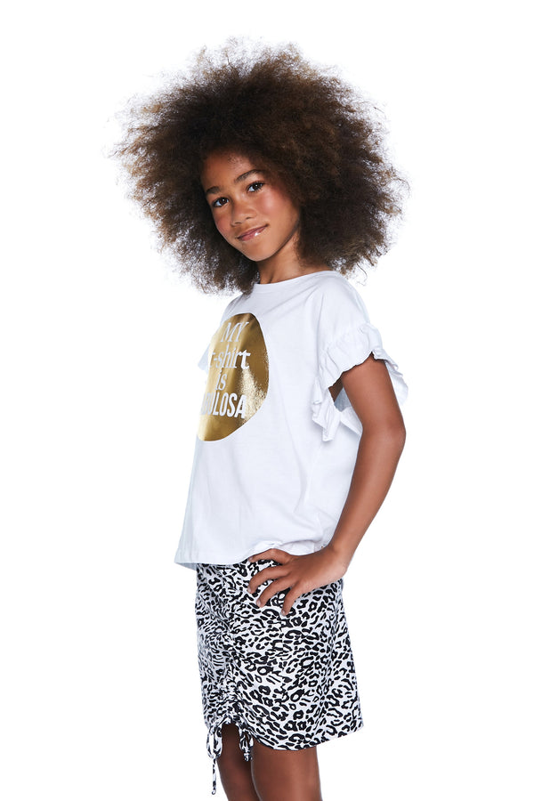 T-shirt CAGNAMENA mezza manica gale con stampa lamina